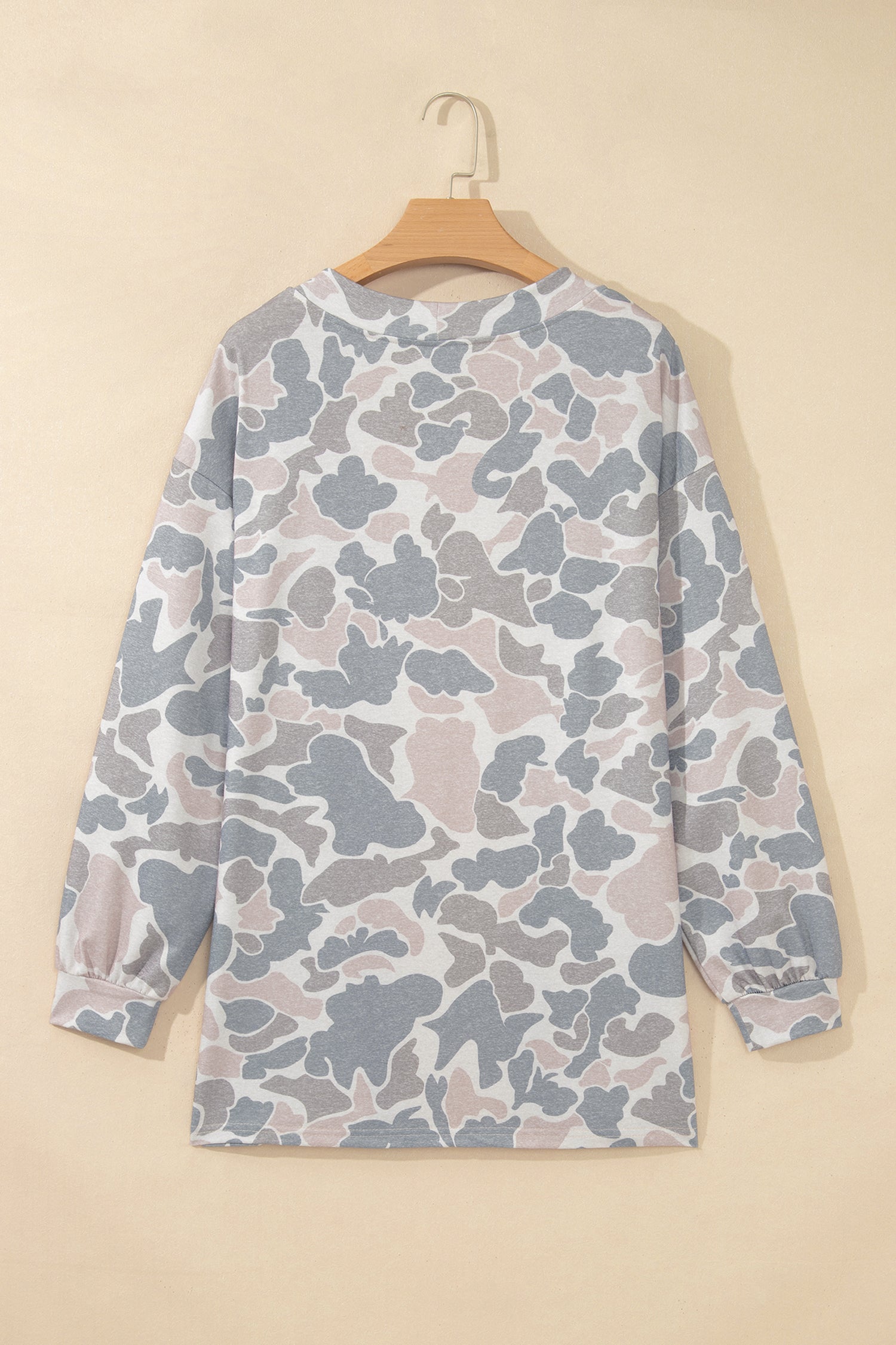 Multicolour Camouflage Print Long Sleeve Open Front Tunic Cardigan