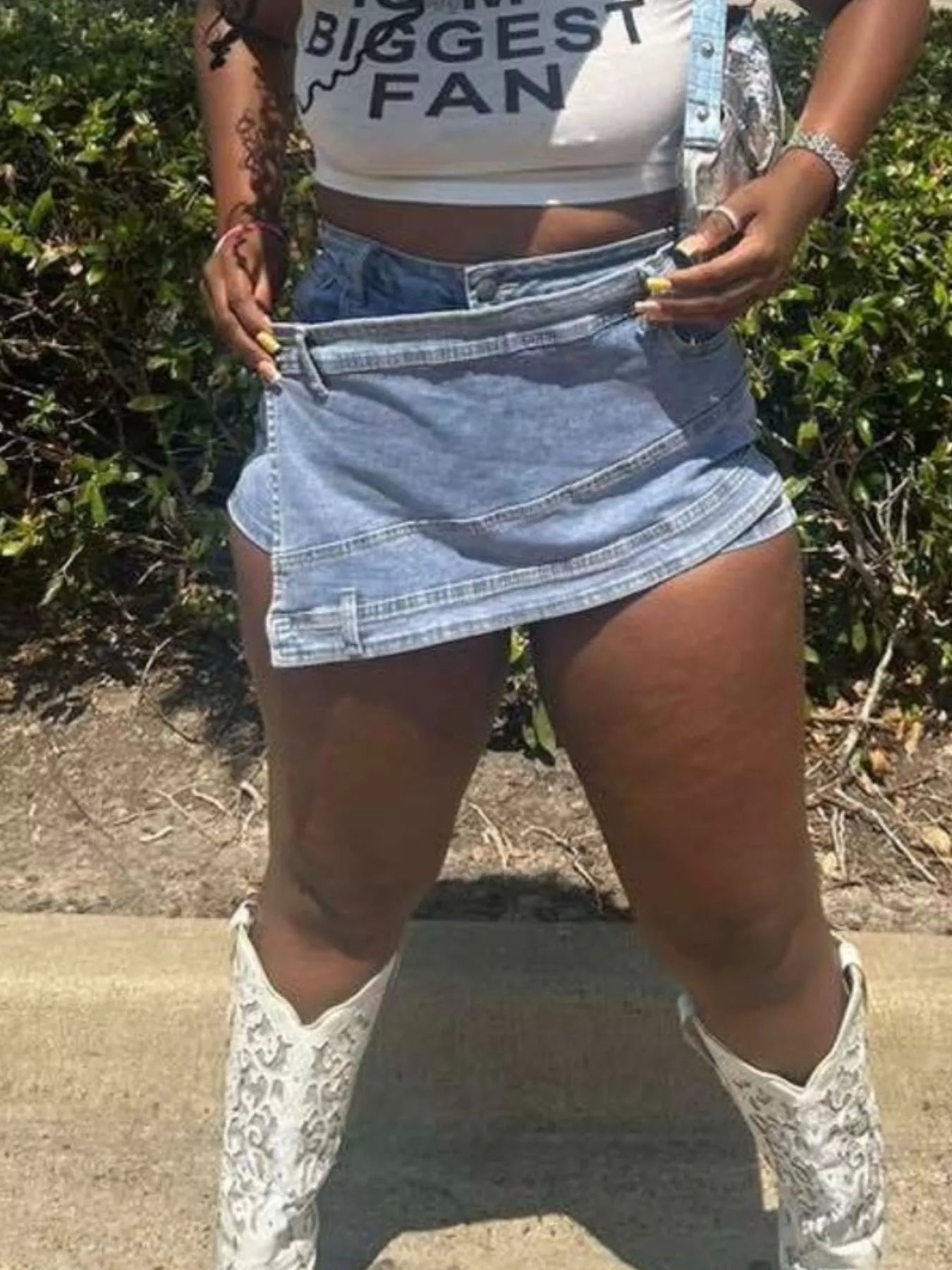 Asymmetrical Wrap Denim Shorts