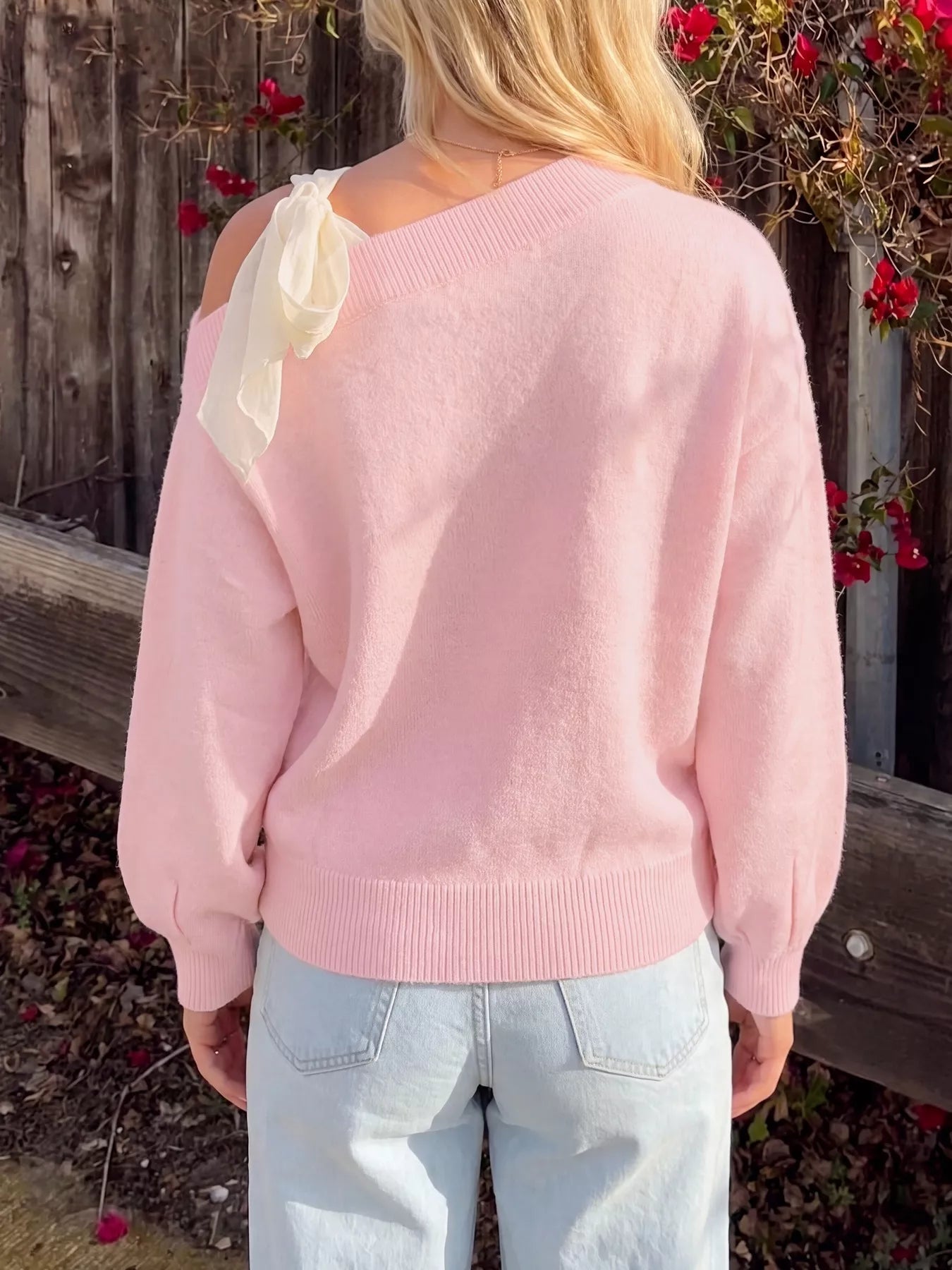One Shoulder Bow Detail Sweater