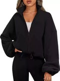 Drawstring Hem Zip Up Jacket
