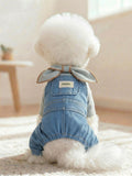 Denim Pet Jumpsuits with Bowknot
