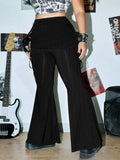 Ribbed Drawsrting Flare Pants