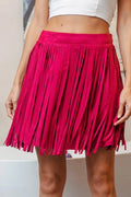 BiBi Fringe Detailed Suede Skirt