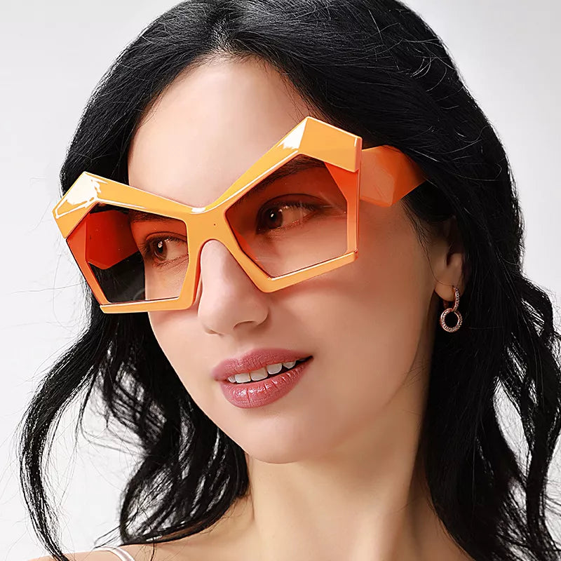 Oversized Geometric Orange Fashion Sunglasses