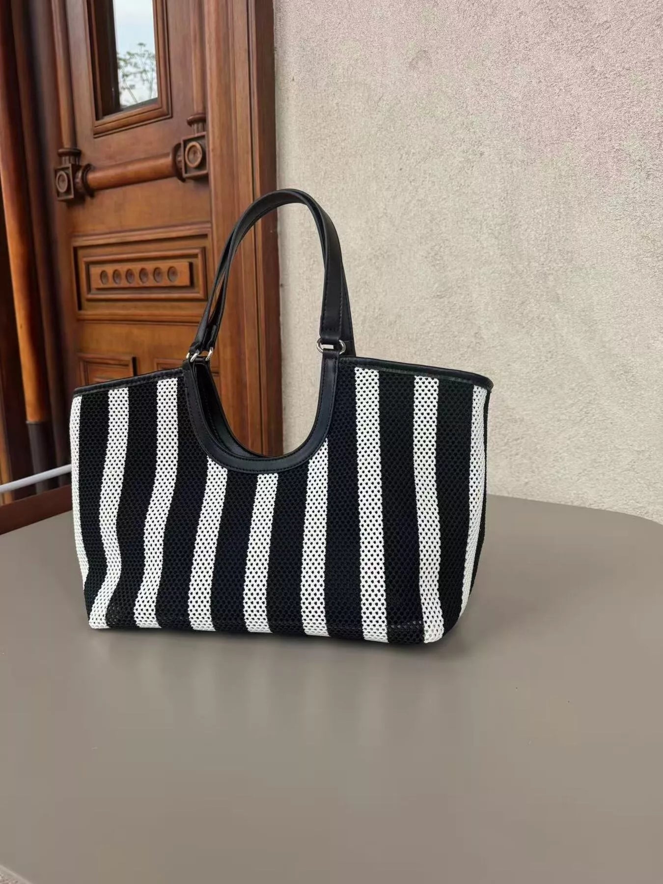 Contrast Striped Tote Bag