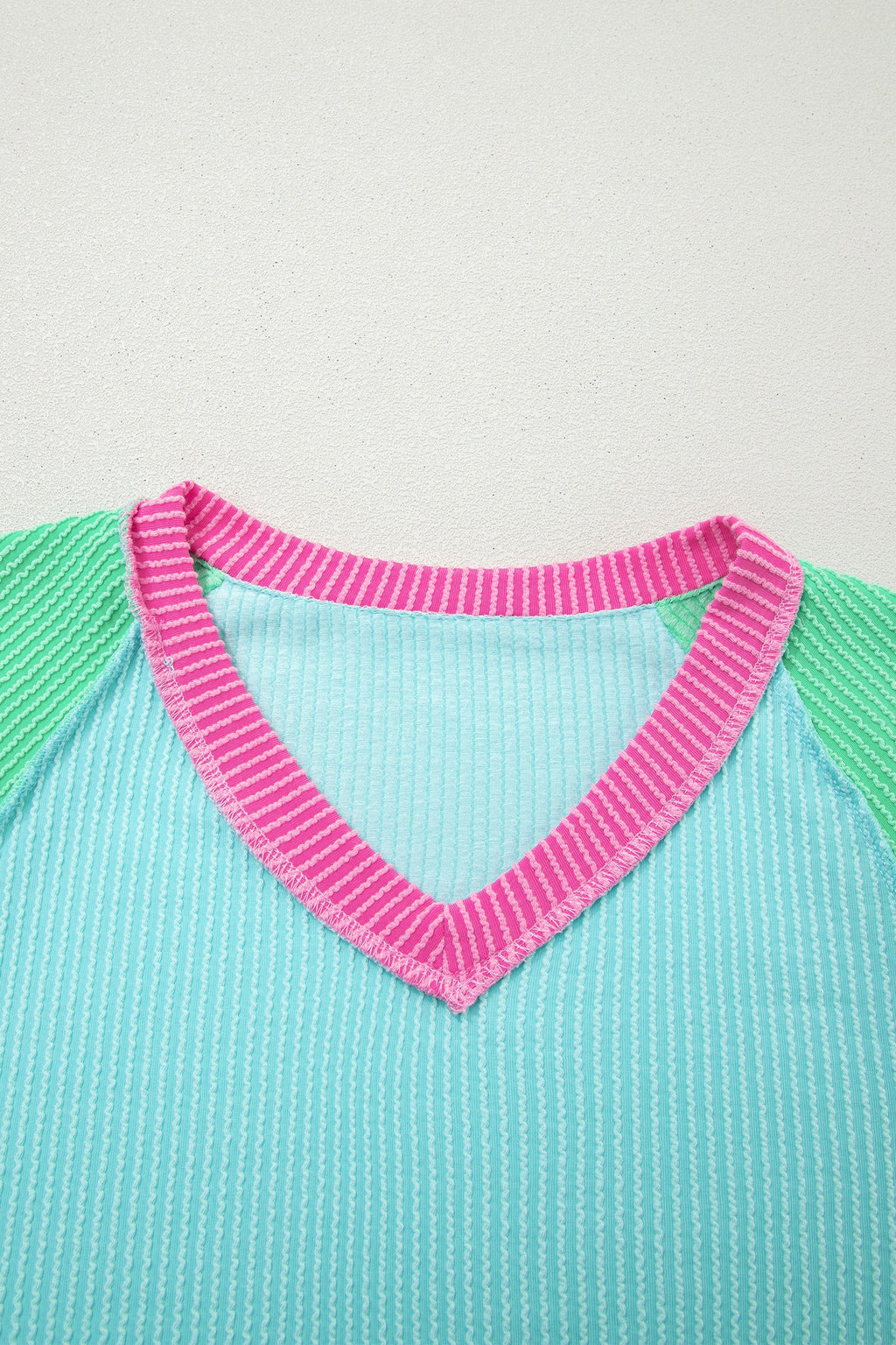 Aruba Blue Color Block Twisted Ribbed Tee