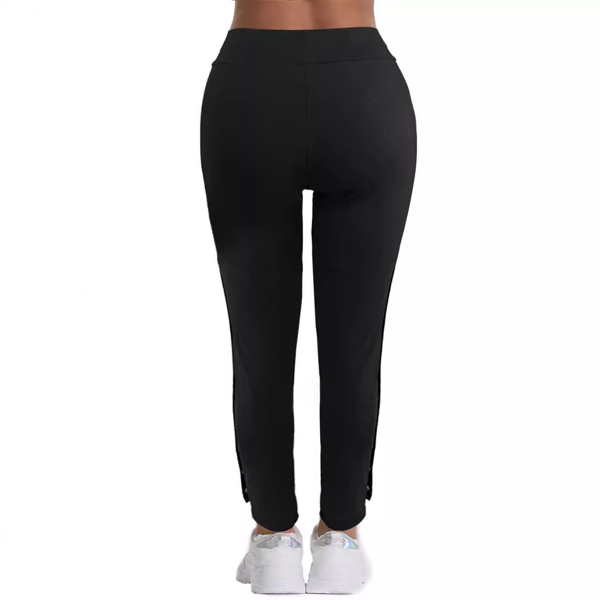 Women High Waist Stretch Cargo Pants Side Button Decor Flared Yoga Pants With Pockets Casual Trousers