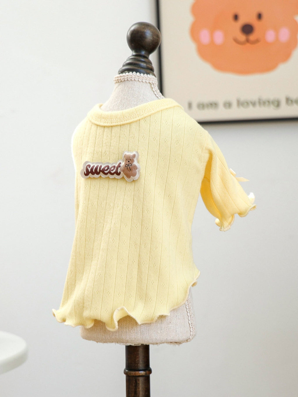Sweet Bear Patch Ribbed Pet Top