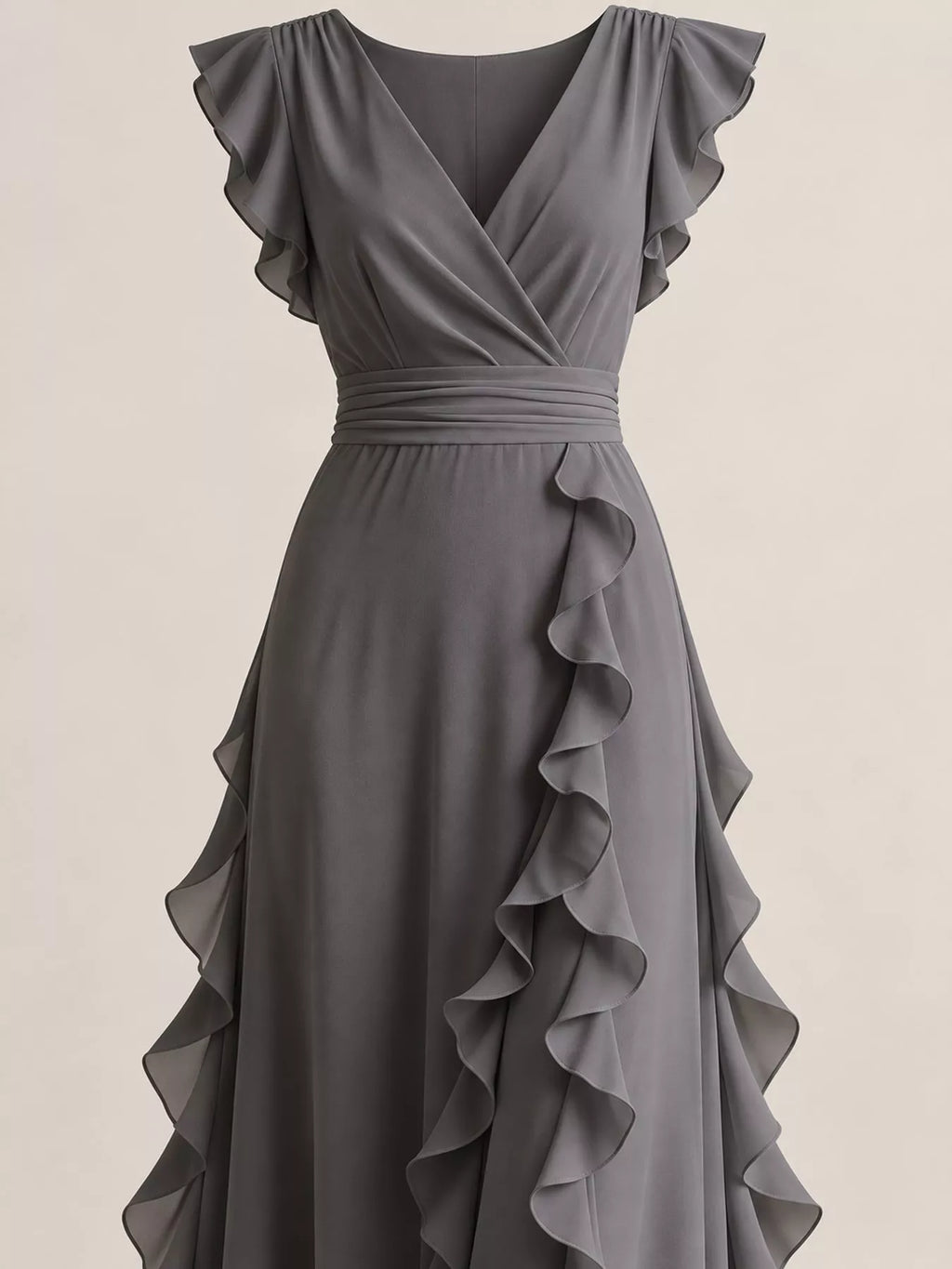 Ruffled Surplice Sleeveless Maxi Dress