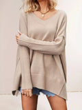 V-Neck Ribbed Sleeve Sweater