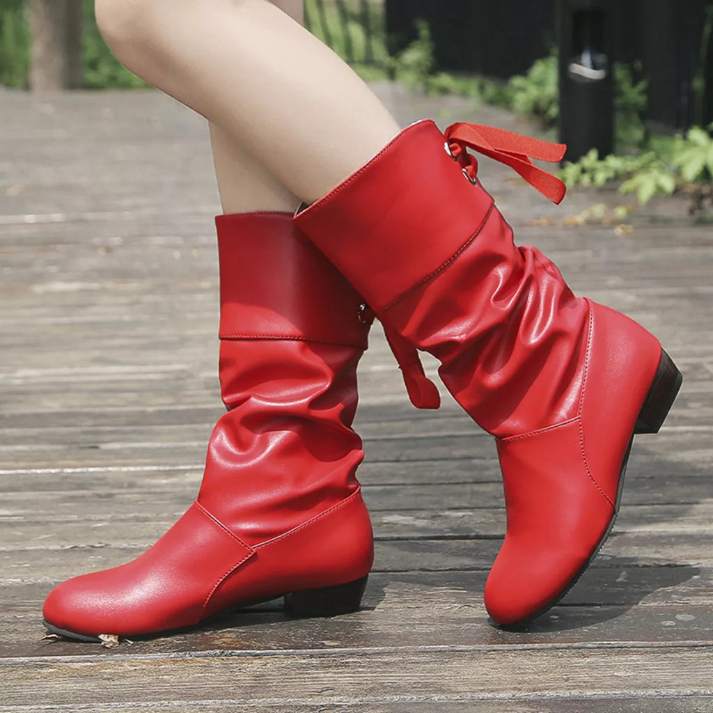 Round Toe Block Heels Boots