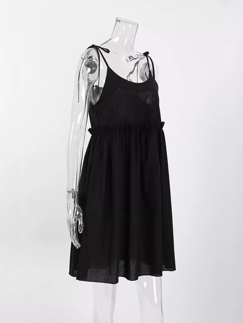 Frill Tie Shoulder Mini Dress