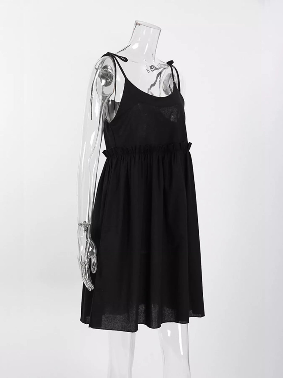 Frill Tie Shoulder Mini Dress