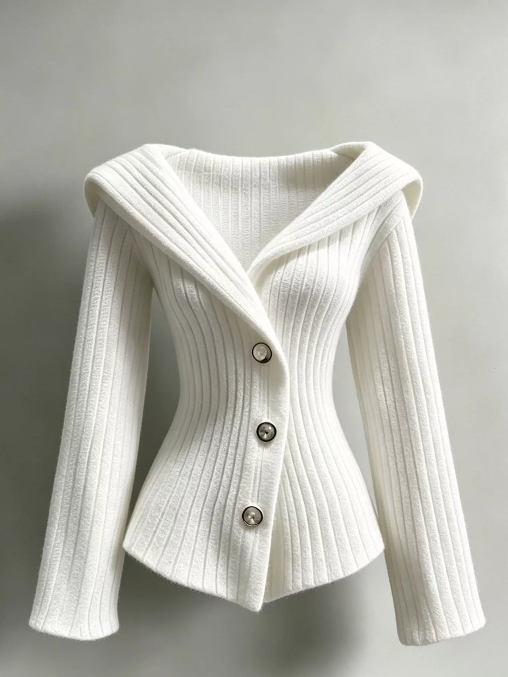 Full Size Ribbed Knit Button-Down Front Cardigan Plus Size