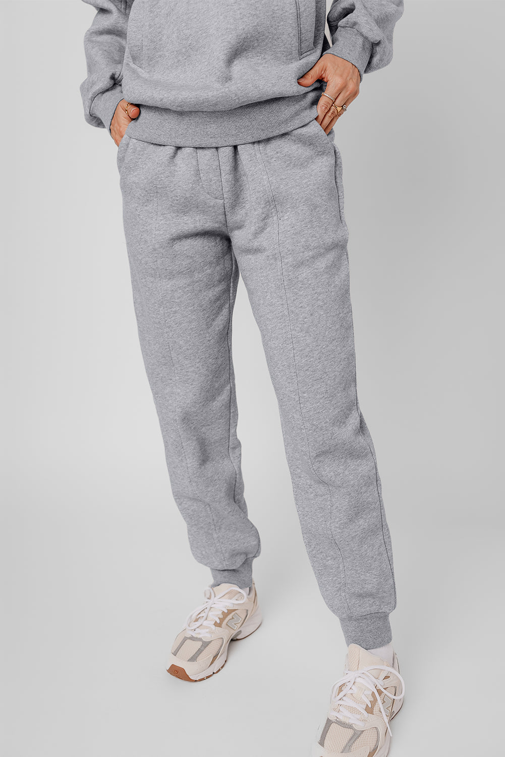 Solid Reverse Seams Hoodie and Joggers Set