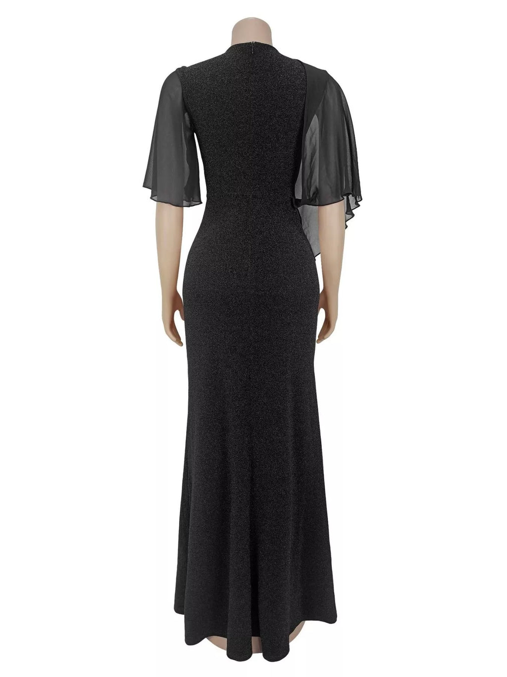 Slit Flutter Sleeve Maxi Dress