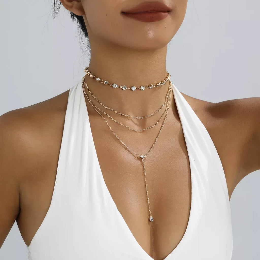 Multi-Layered Rhinestone Choker Necklace
