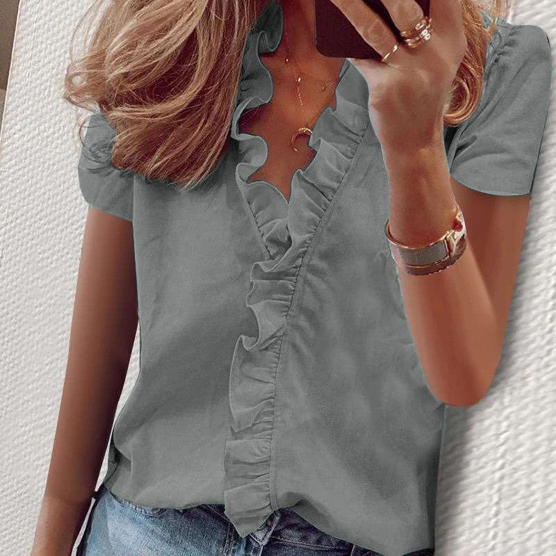 European And American Ruffled Blouses