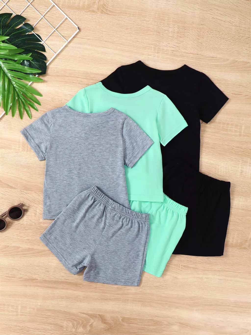 Children's Tropical Palm Tree Casual Tee and Shorts 6-Piece Set
