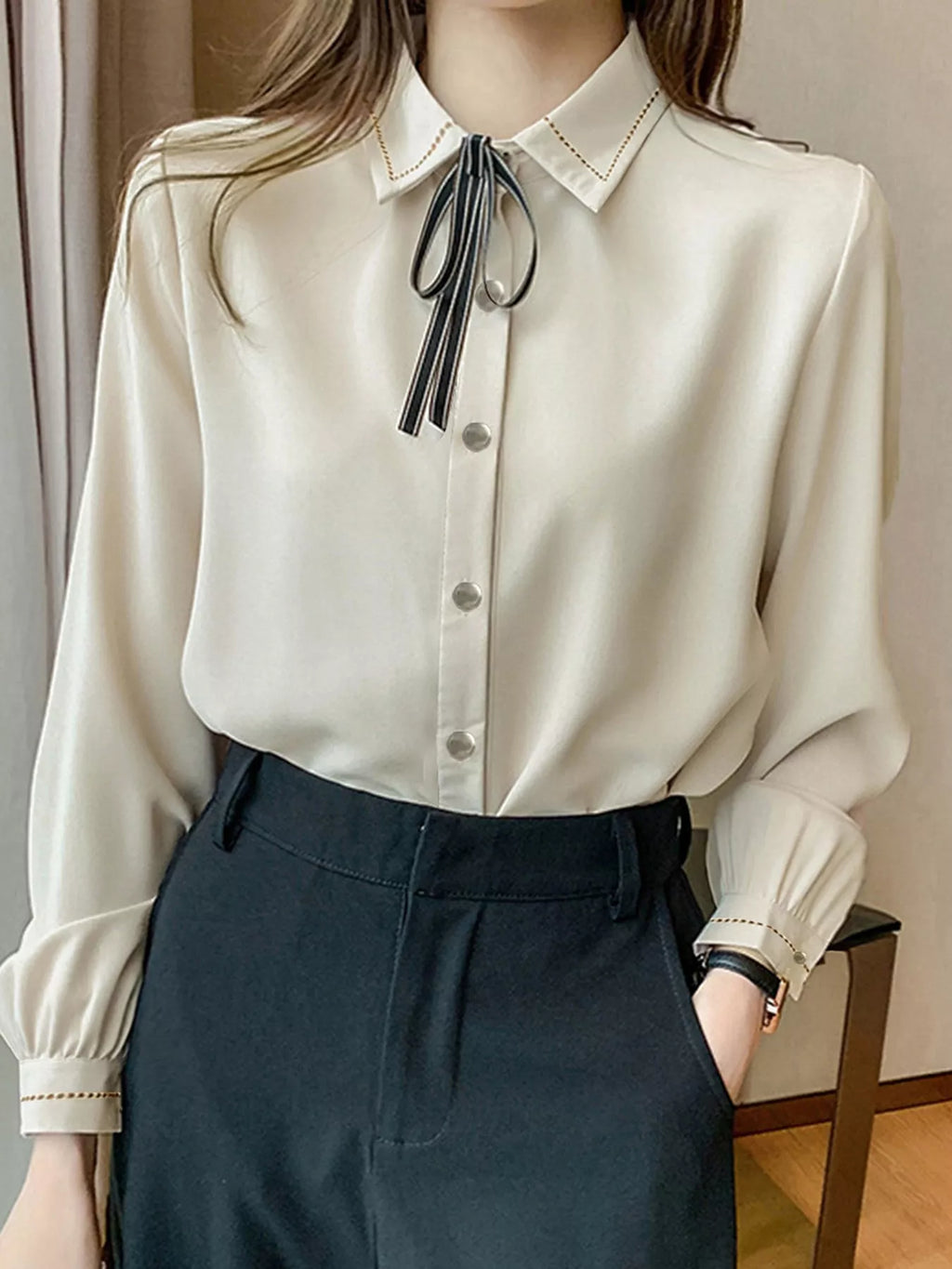 Bow Tie Long-Sleeve Shirt