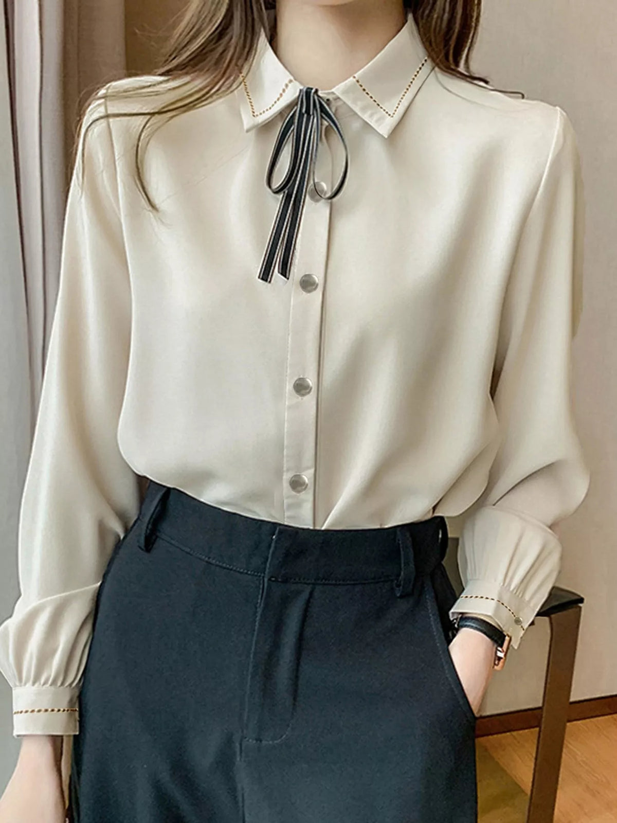 Bow Tie Long-Sleeve Shirt