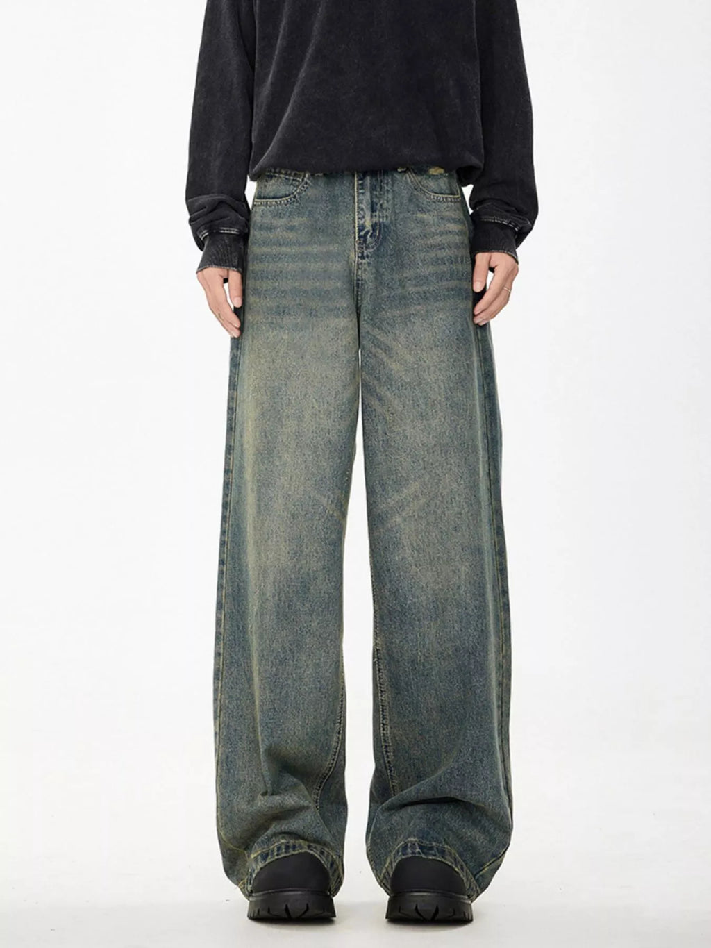 Men's Full Size Wide Leg Relaxed Fit Jeans Plus Size