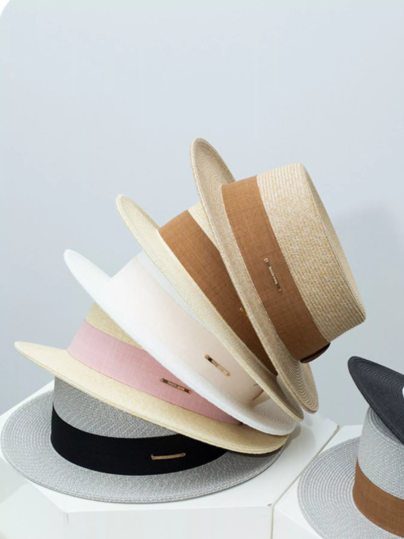 Straw Boater Hat with Ribbon