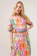 Asymmetric Geo Print Tiered Maxi Skirt