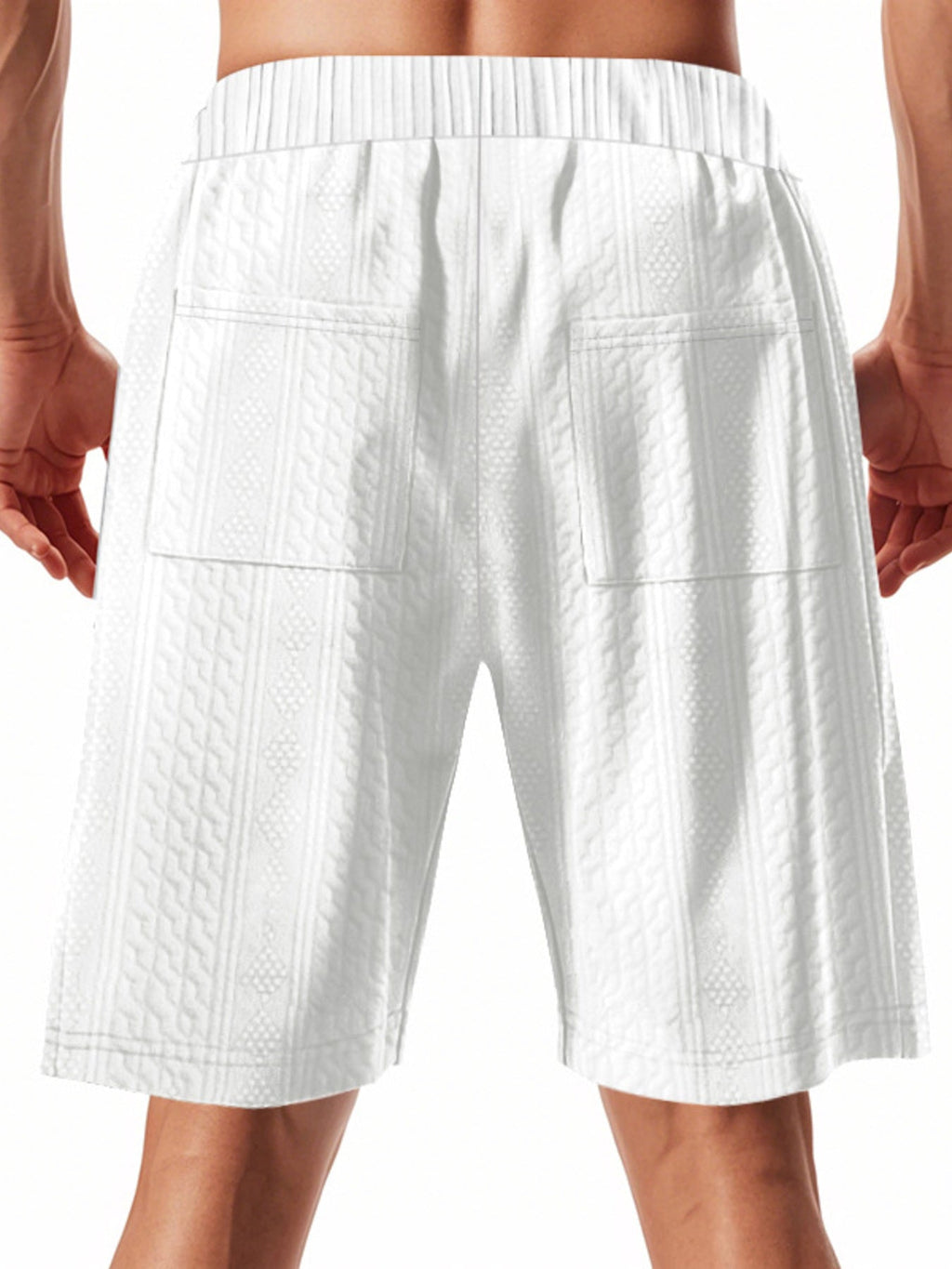 Men's Full Size Texture Drawstring Shorts Plus Size