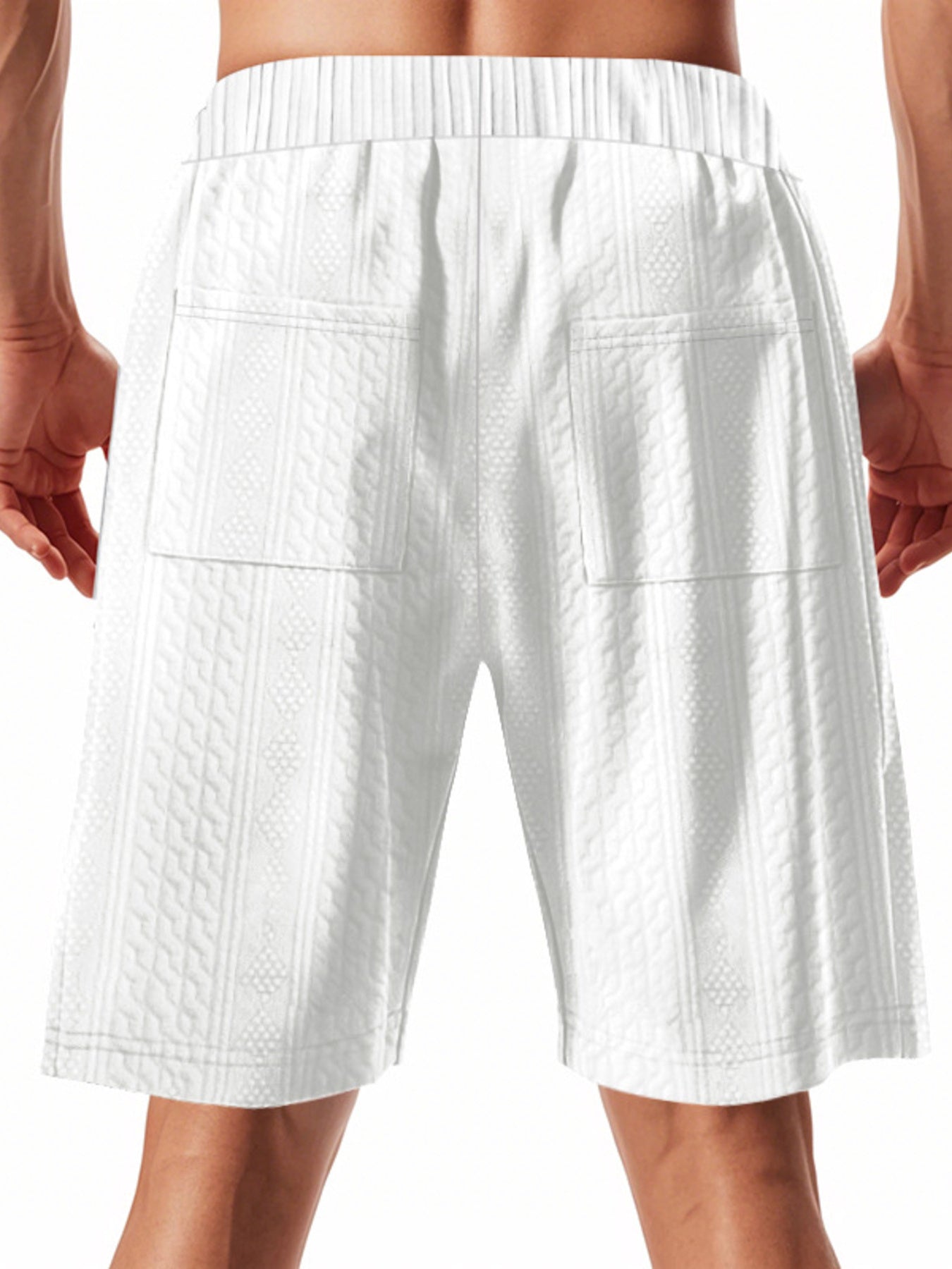 Men's Full Size Texture Drawstring Shorts Plus Size