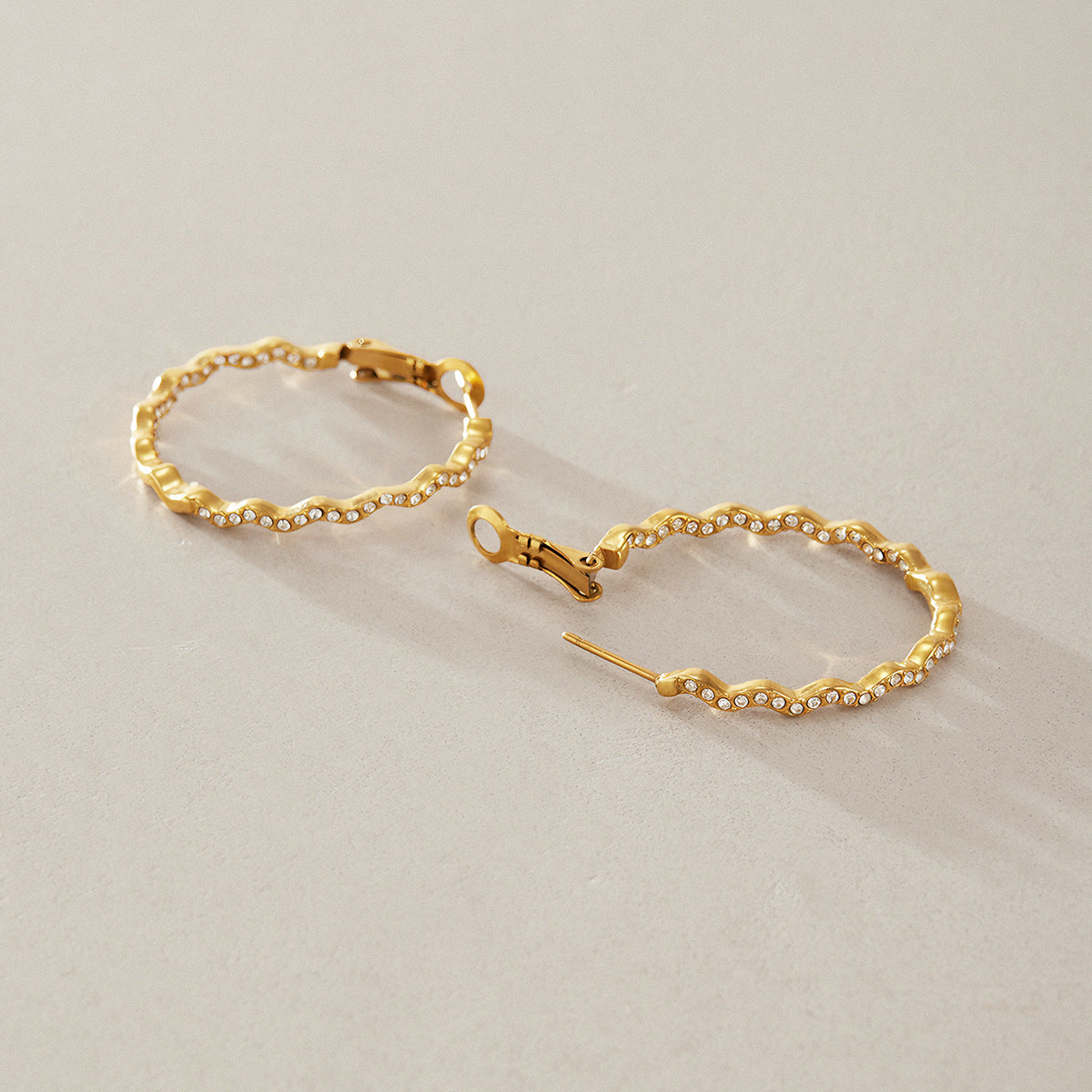 Wavy Zircon Hoop Earrings Collection
