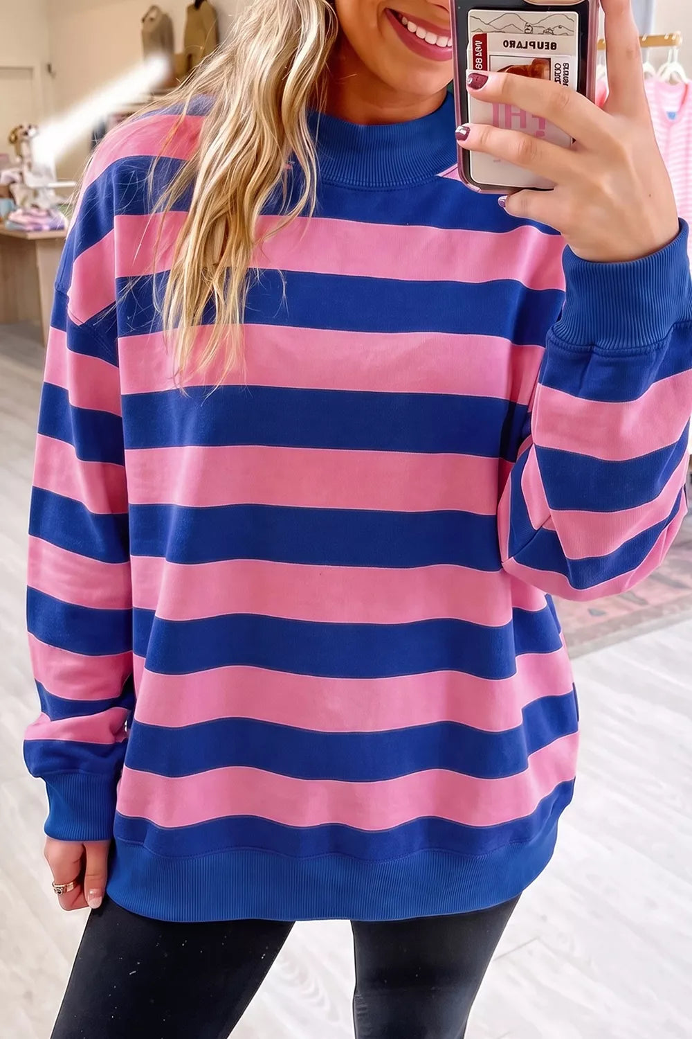 Striped Crew Neck Sweatshirt