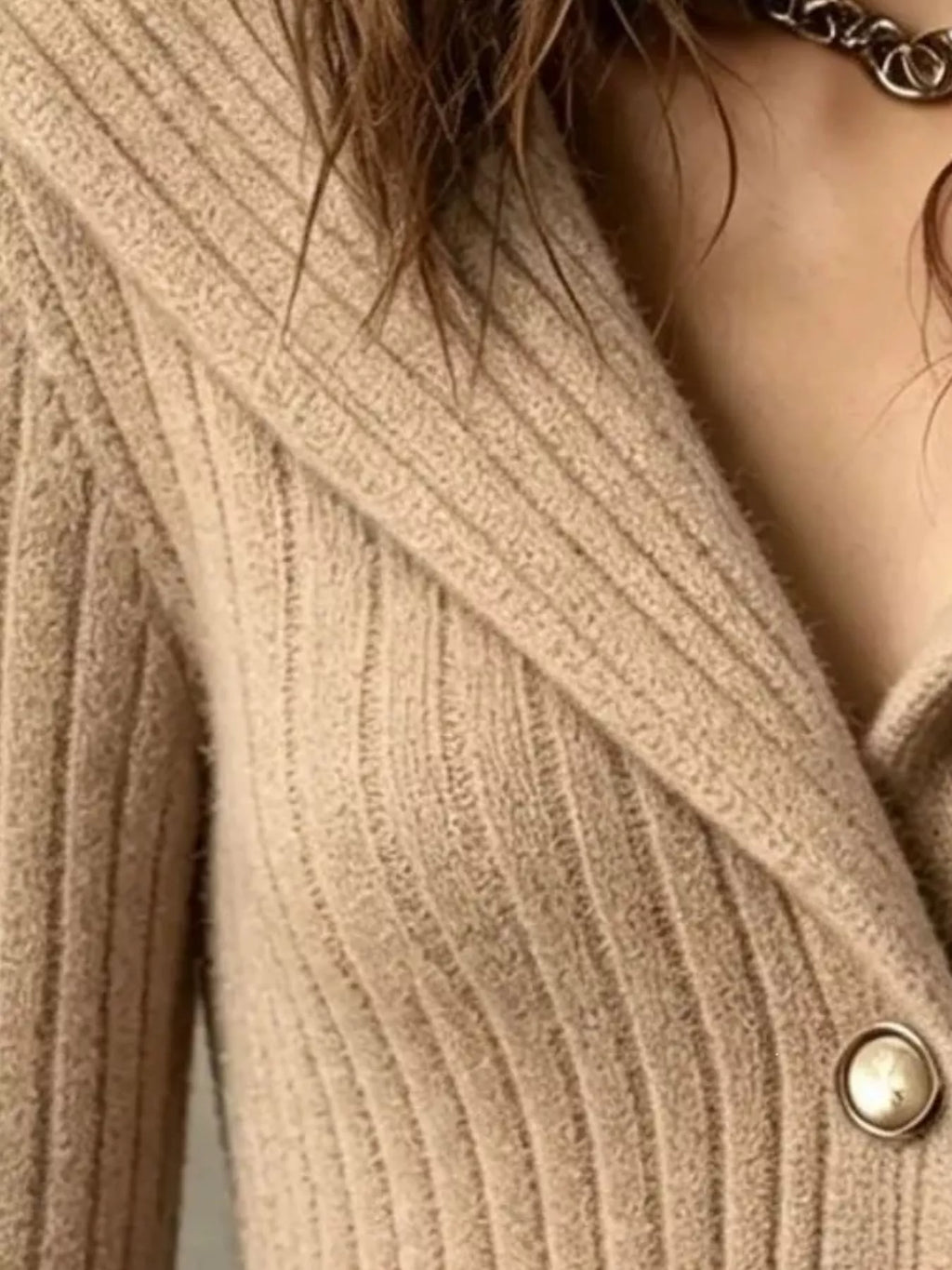 Full Size Ribbed Knit Button-Down Front Cardigan Plus Size