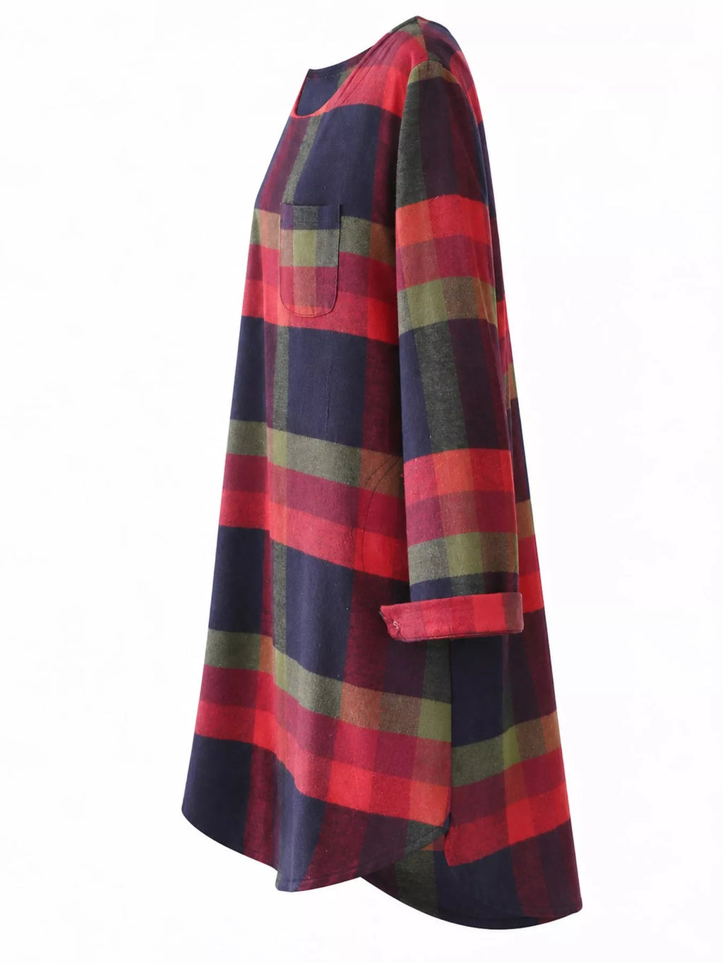 Vintage Plaid Loose Casual Long Sleeve Dress