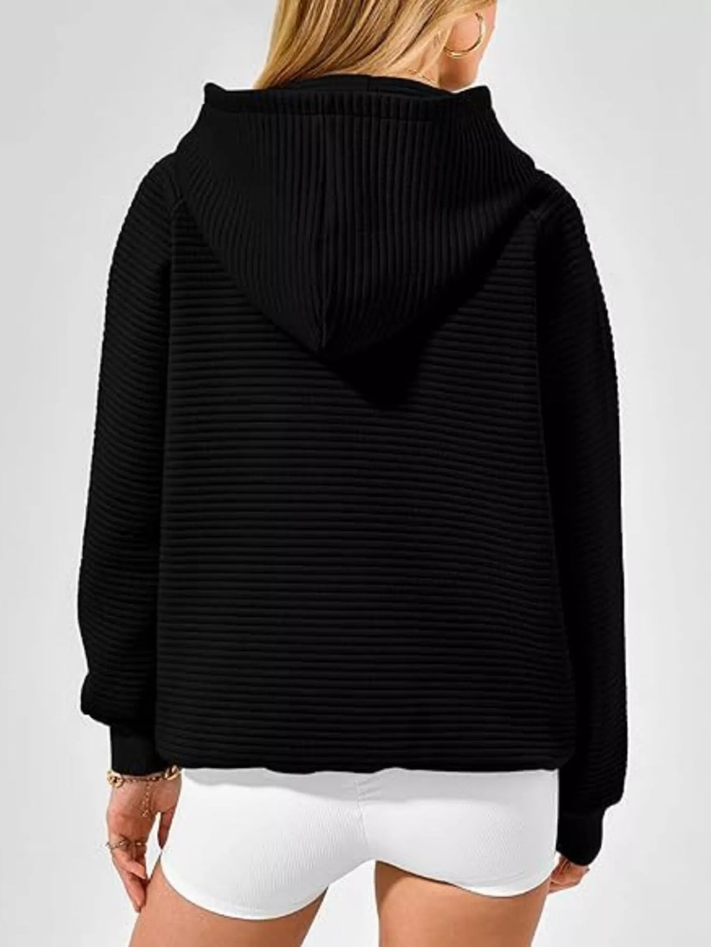 Texture Kangaroo Pocket Raglan Sleeve Hoodie