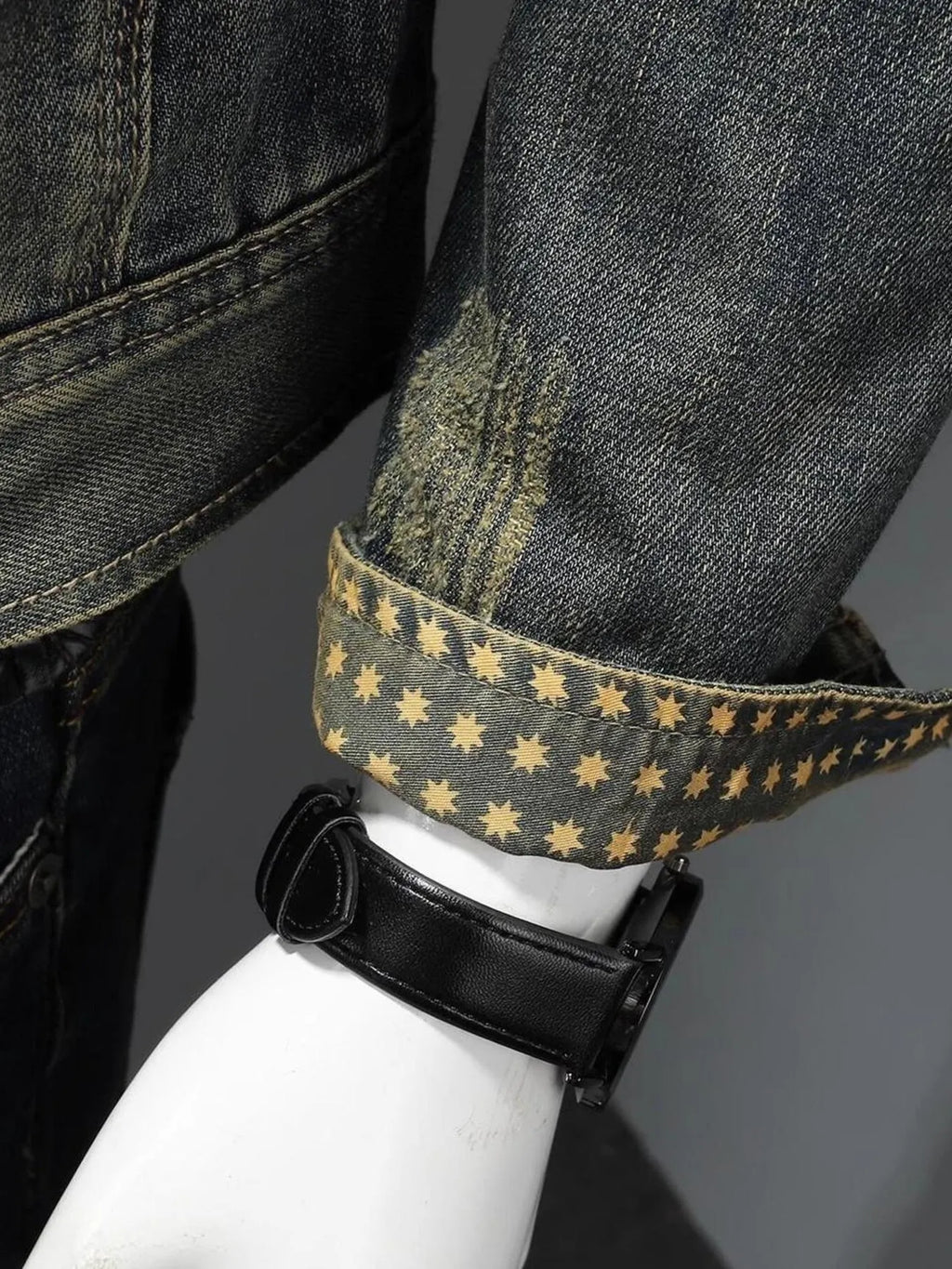 Men's Plus Size Vintage Washed Zip Up Denim Jacket