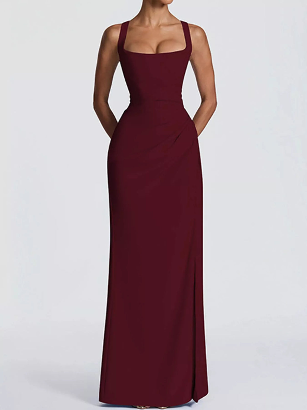 Sleeveless High-Slit Evening Maxi Dress