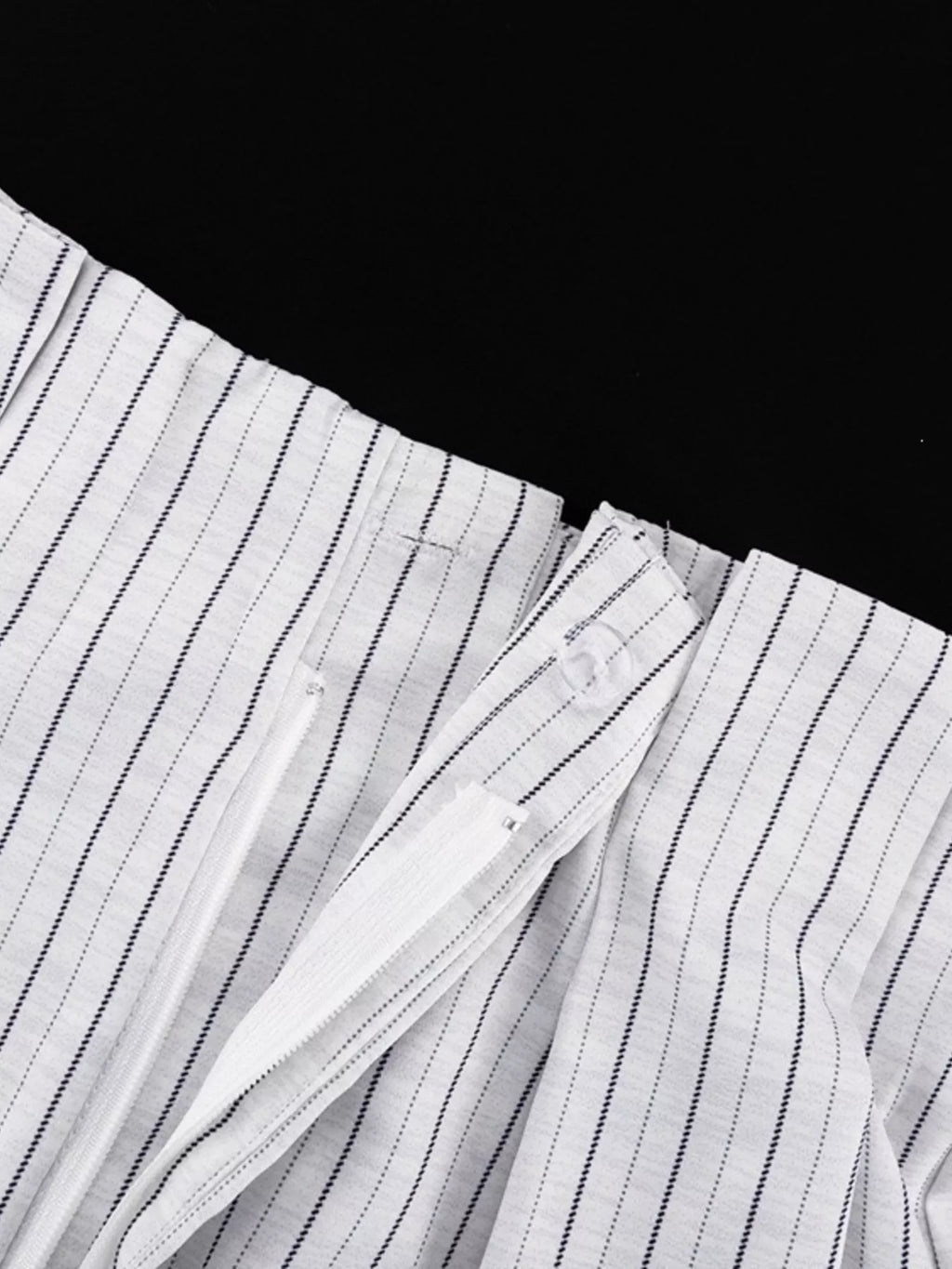 Pinstripe Cropped Blazer and Pleated Shorts Set