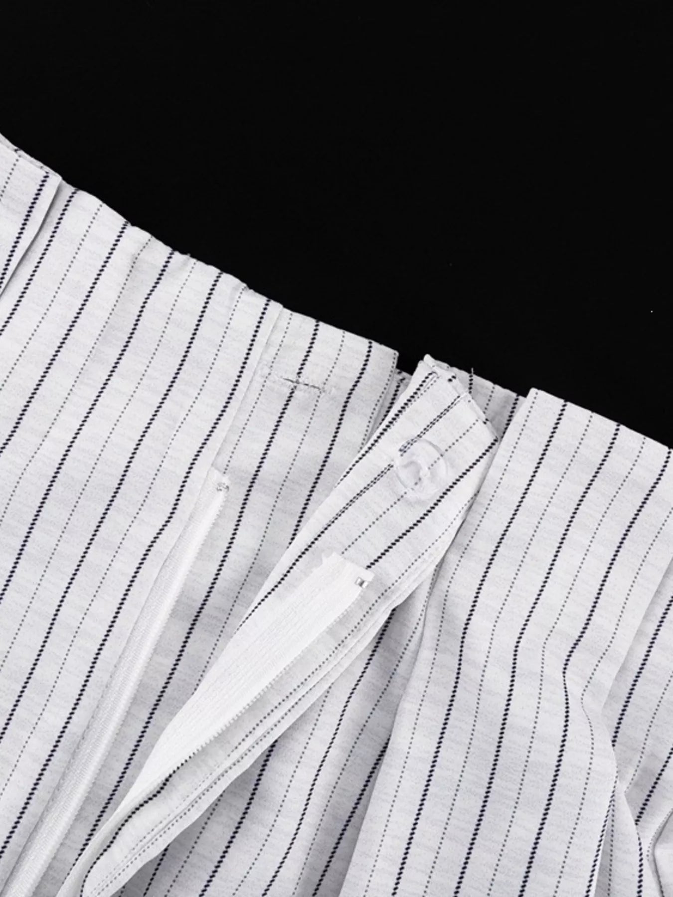 Pinstripe Cropped Blazer and Pleated Shorts Set