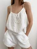 Tie Front Cami and Drawstring Shorts Lounge Set