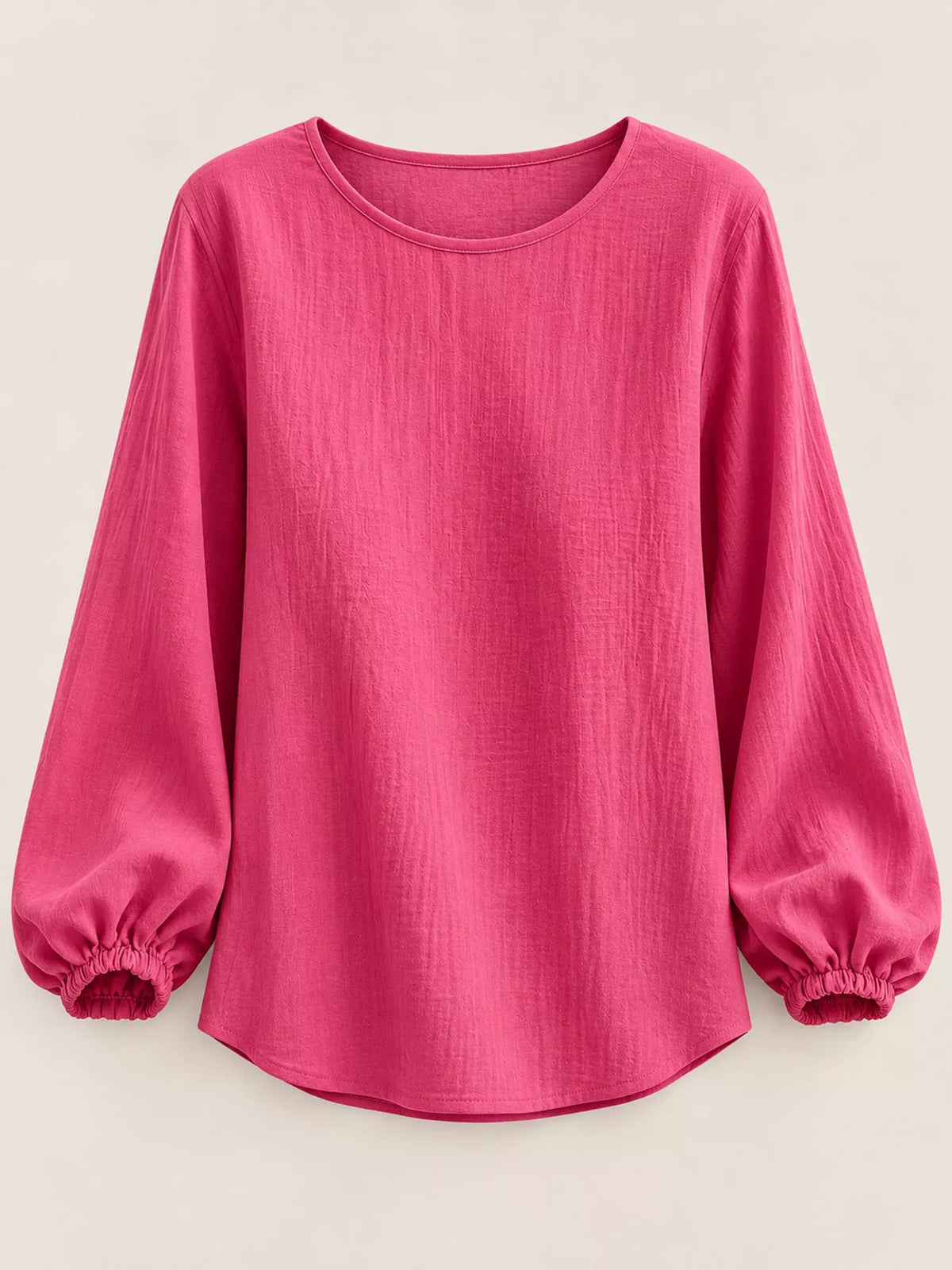 Full Size Elasticated Cuffs Long Sleeve Blouse Plus Size