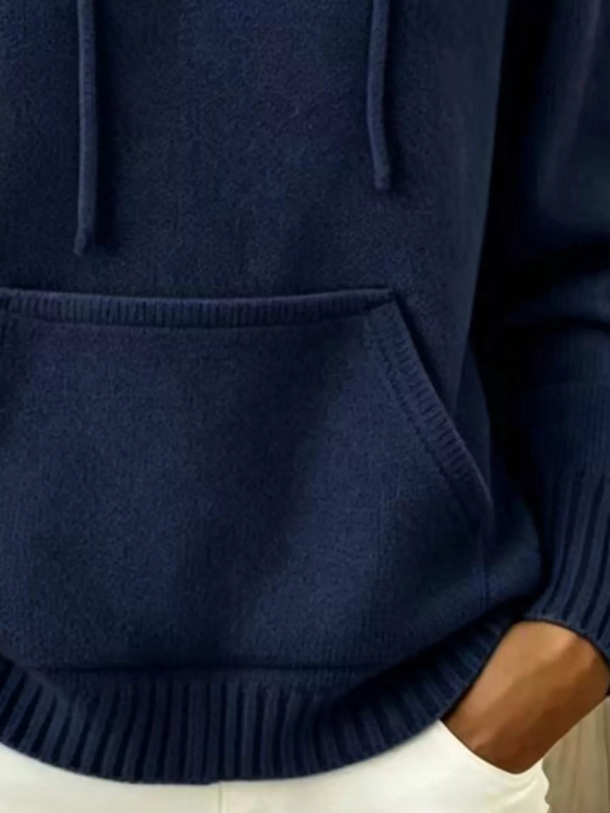 Full Size Drawstring Kangaroo Pocket Hooded Sweater Plus Size