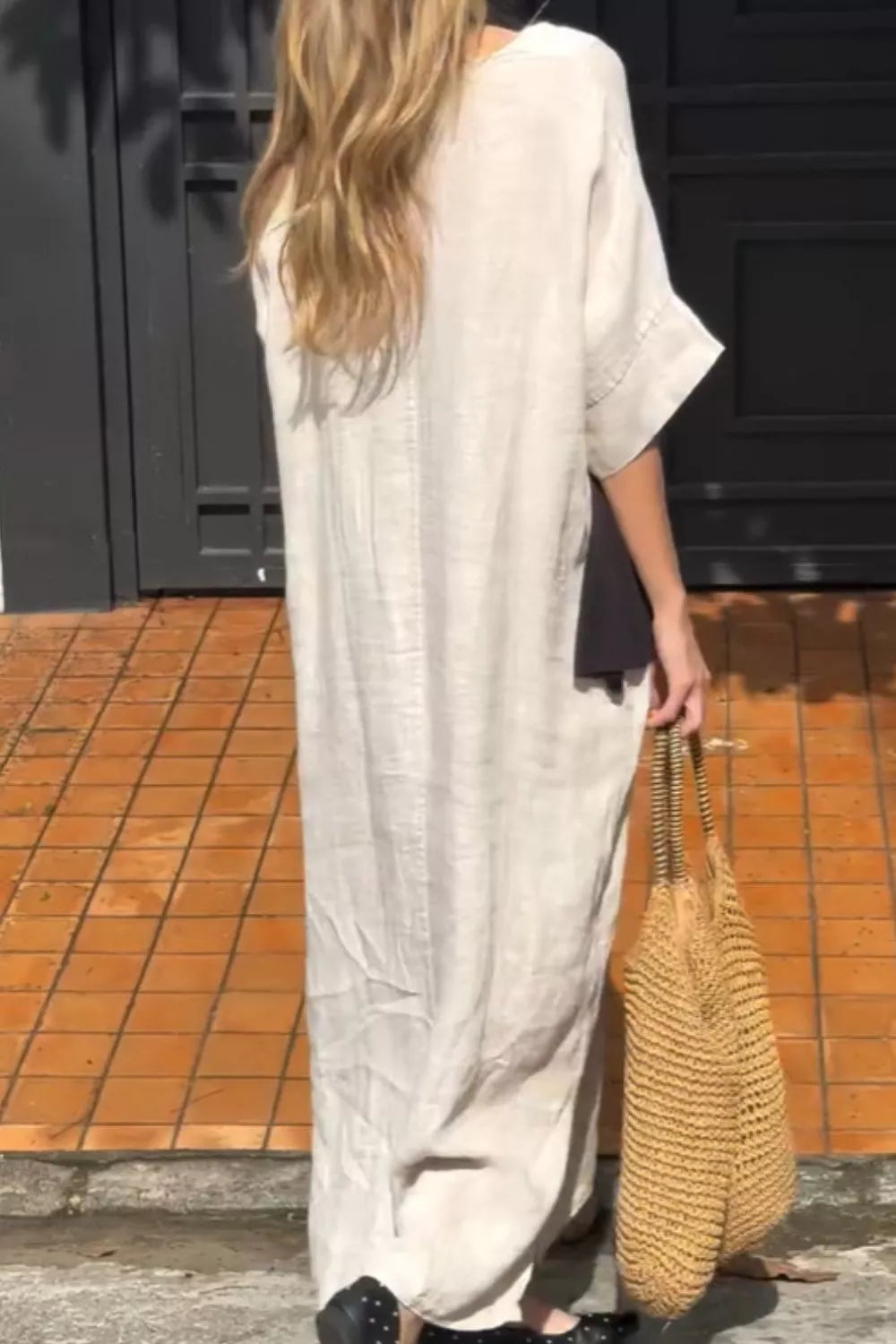 Full Size V-Neck Maxi Dress with Flowy Silhouette Plus Size