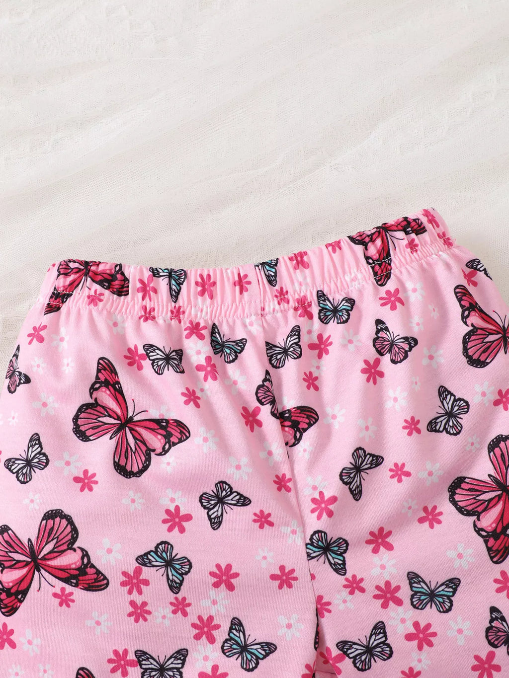 Children's Ruffled Butterfly T-Shirt and Shorts Set with Headband
