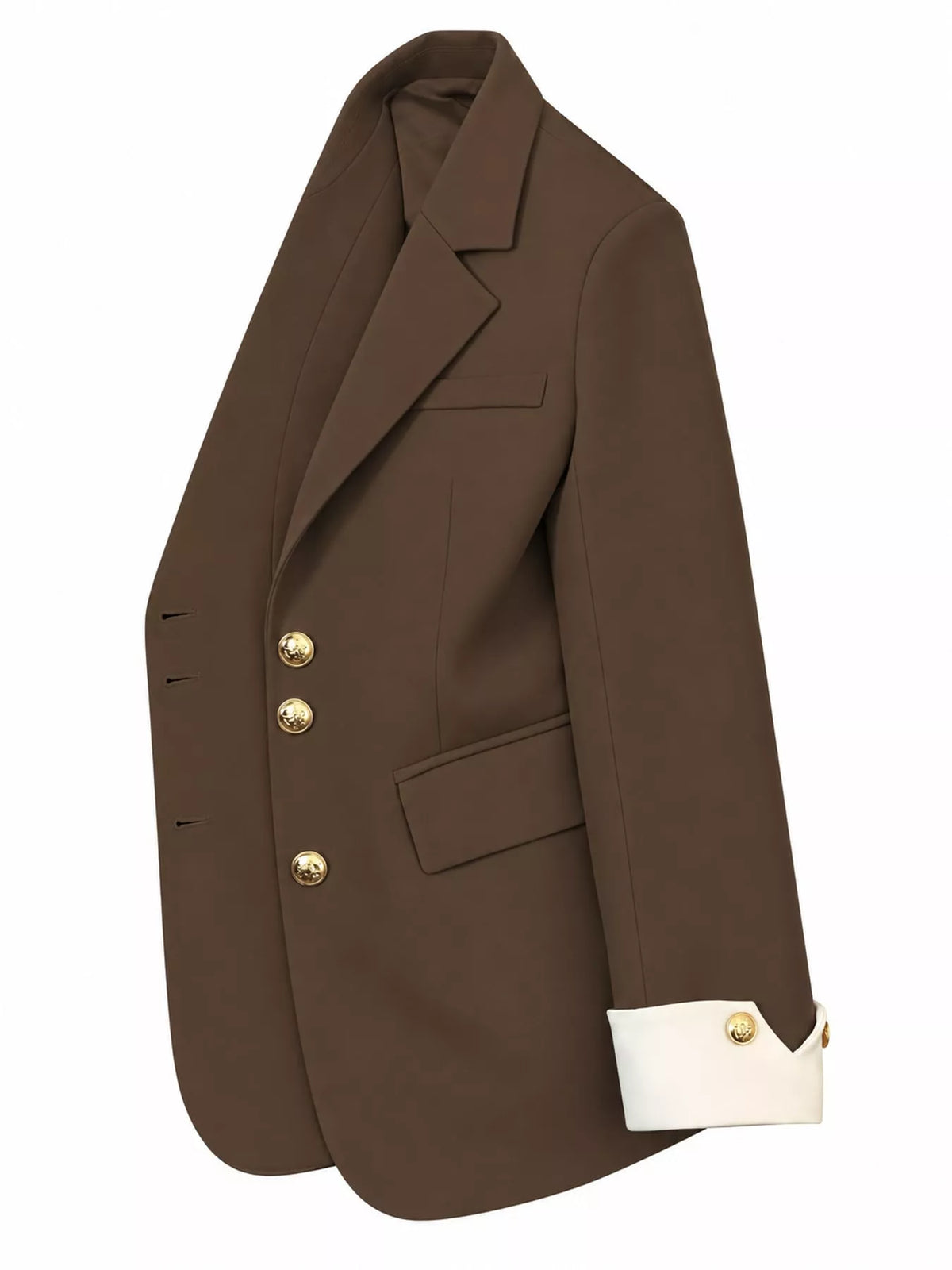Full Size Single-Breasted Blazer with Gold Button Accents Plus Size