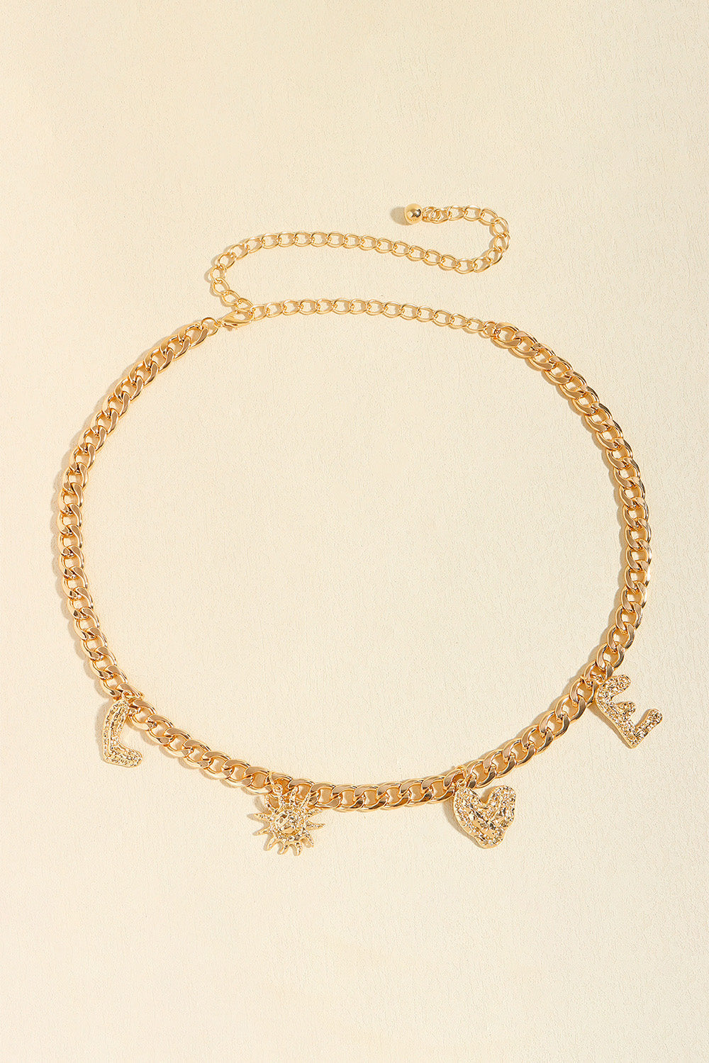 Gold LOVE Charm Chain Belt