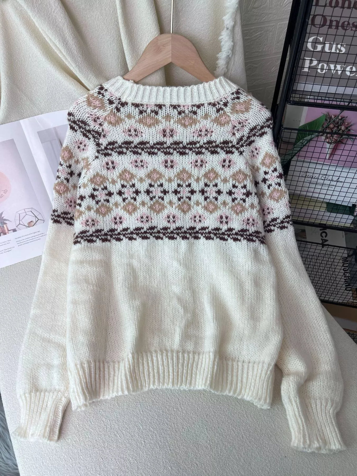 Fair Isle Patterned Round Neck Sweater
