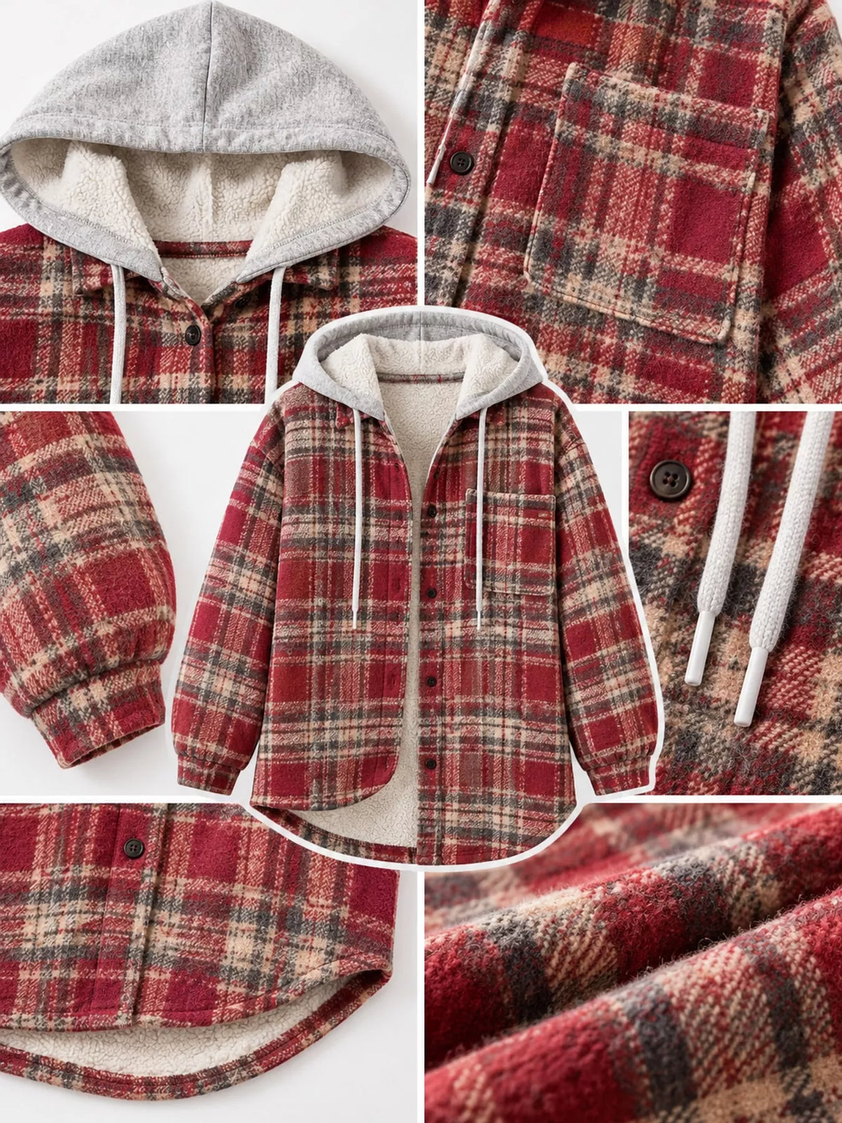 Plaid Button Up Hooded Shacket