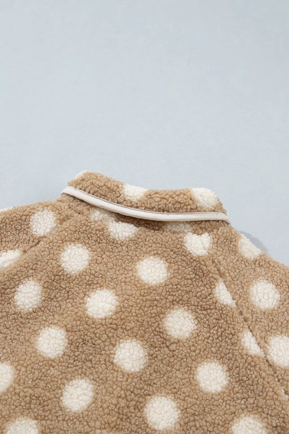 Polka Dot Faux Fur Metal Button Placket Shift Silhouette Jacket