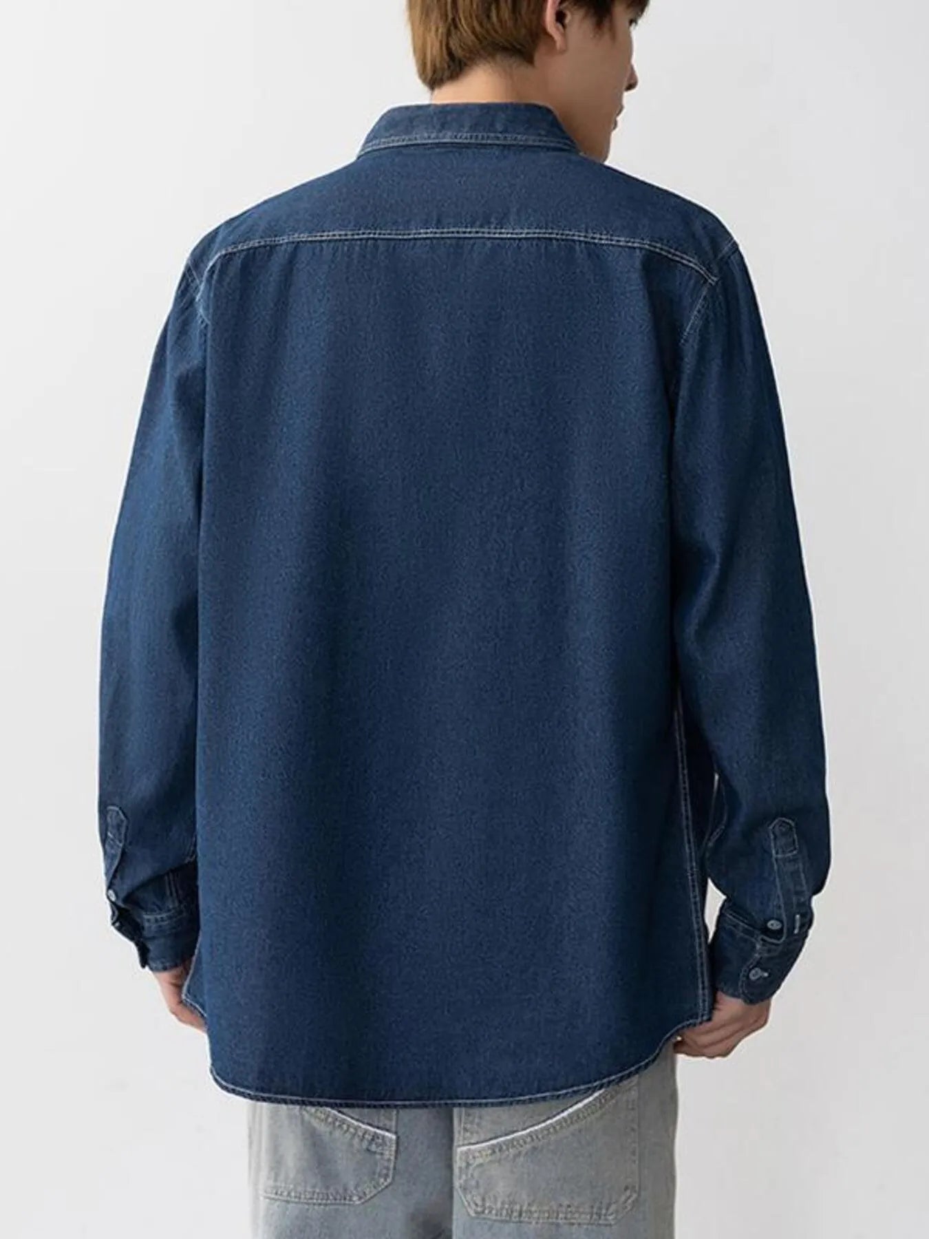 Men's Plus Size Casual Long Sleeve Denim Shirt